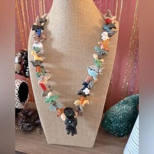 Multicolor Fetish Carved Animal Native Necklace